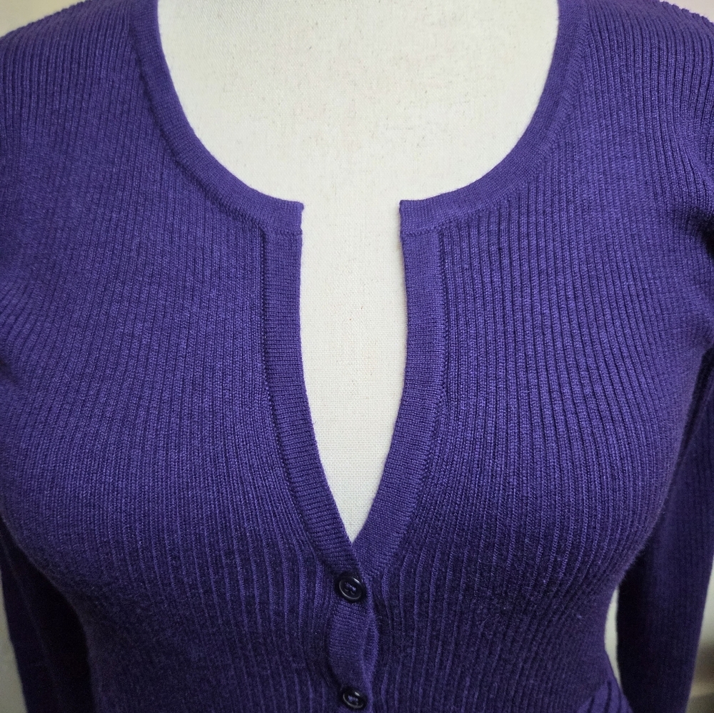 NWT Dialouge Purple Silk Cashmere Sweater Cardigan Medium - Picture 2 of 9